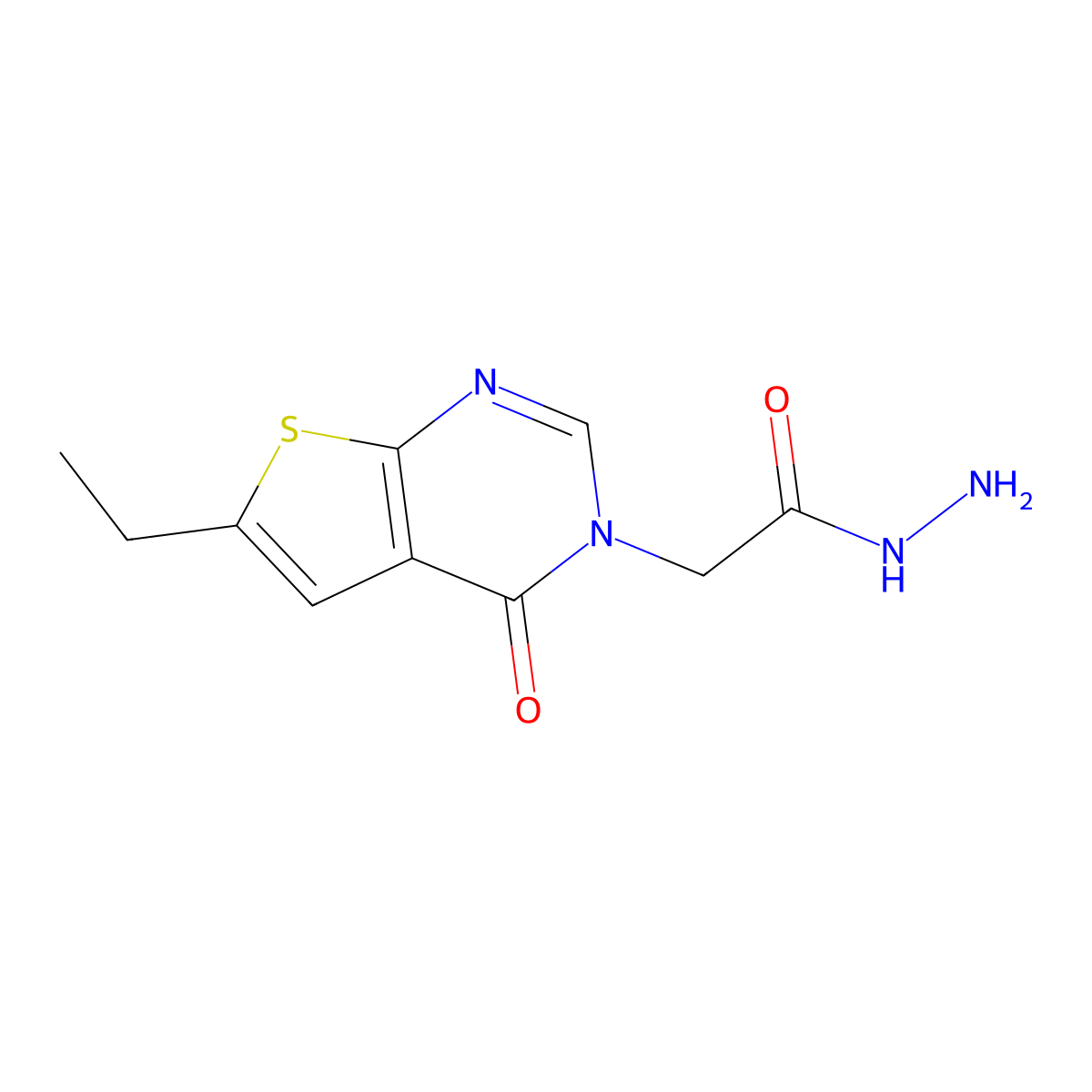 2-{6-ethyl-4-oxo-3H,4H-thieno[2,3-d]pyrimidin-3-yl}acetohydrazide molecular structure, CAS 785831-37-0
