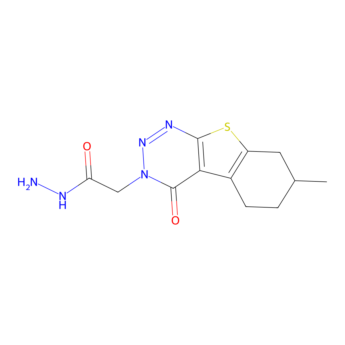 2-(7-Methyl-4-oxo-5,6,7,8-tetrahydro-[1]benzothiolo[2,3-d]triazin-3-yl)acetohydrazide molecular structure, CAS 785833-52-5