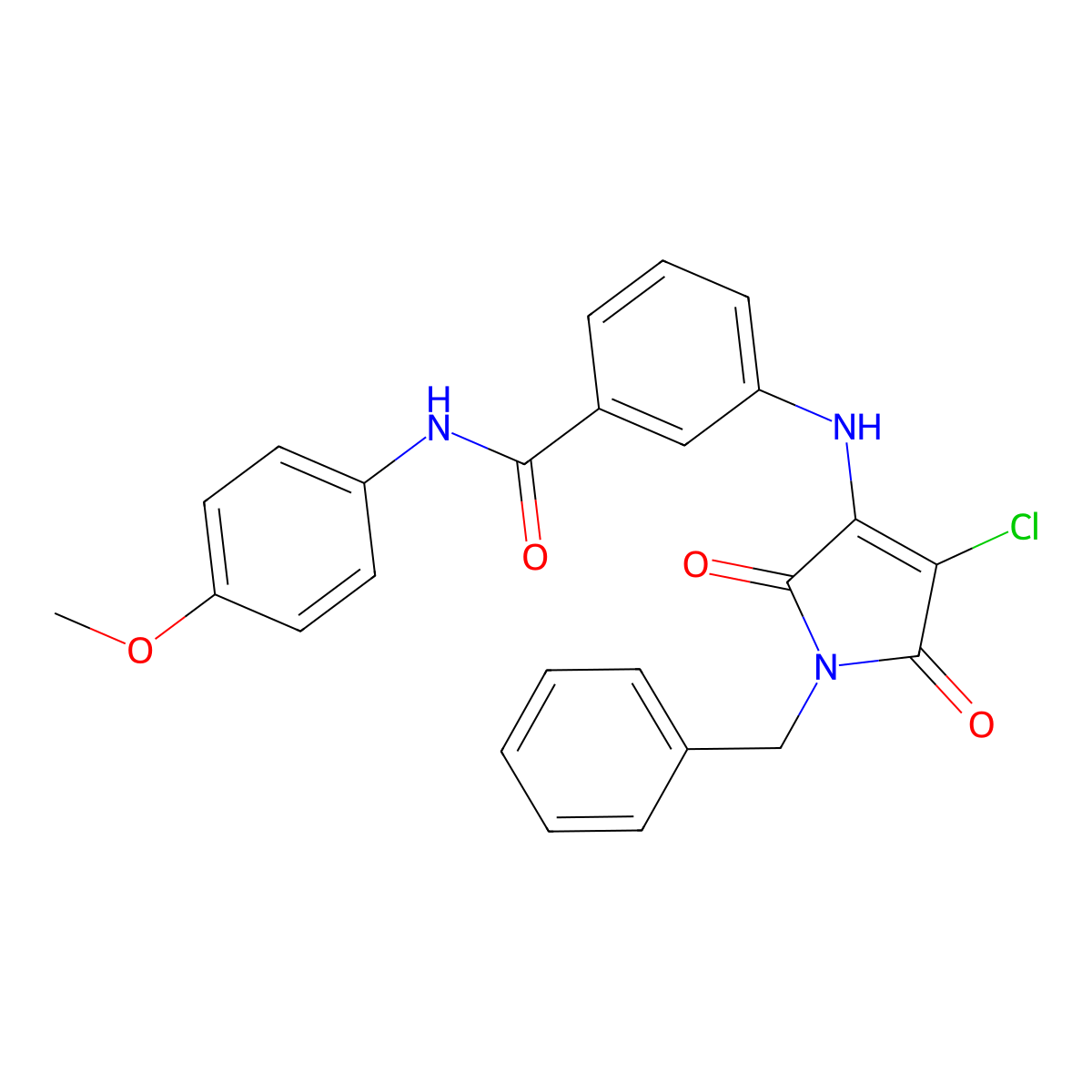 (3-{[4-chloro-2,5-dioxo-1-benzylazolin-3-yl]amino}phenyl)-N-(4-methoxyphenyl)c arboxamide molecular structure, CAS 785844-94-2