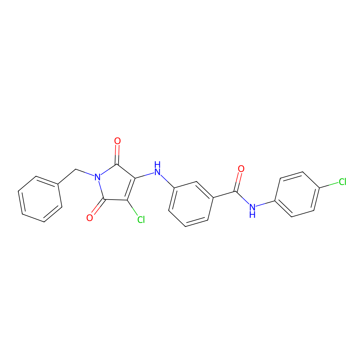 (3-{[4-chloro-2,5-dioxo-1-benzylazolin-3-yl]amino}phenyl)-N-(4-chlorophenyl)ca rboxamide molecular structure, CAS 785845-01-4