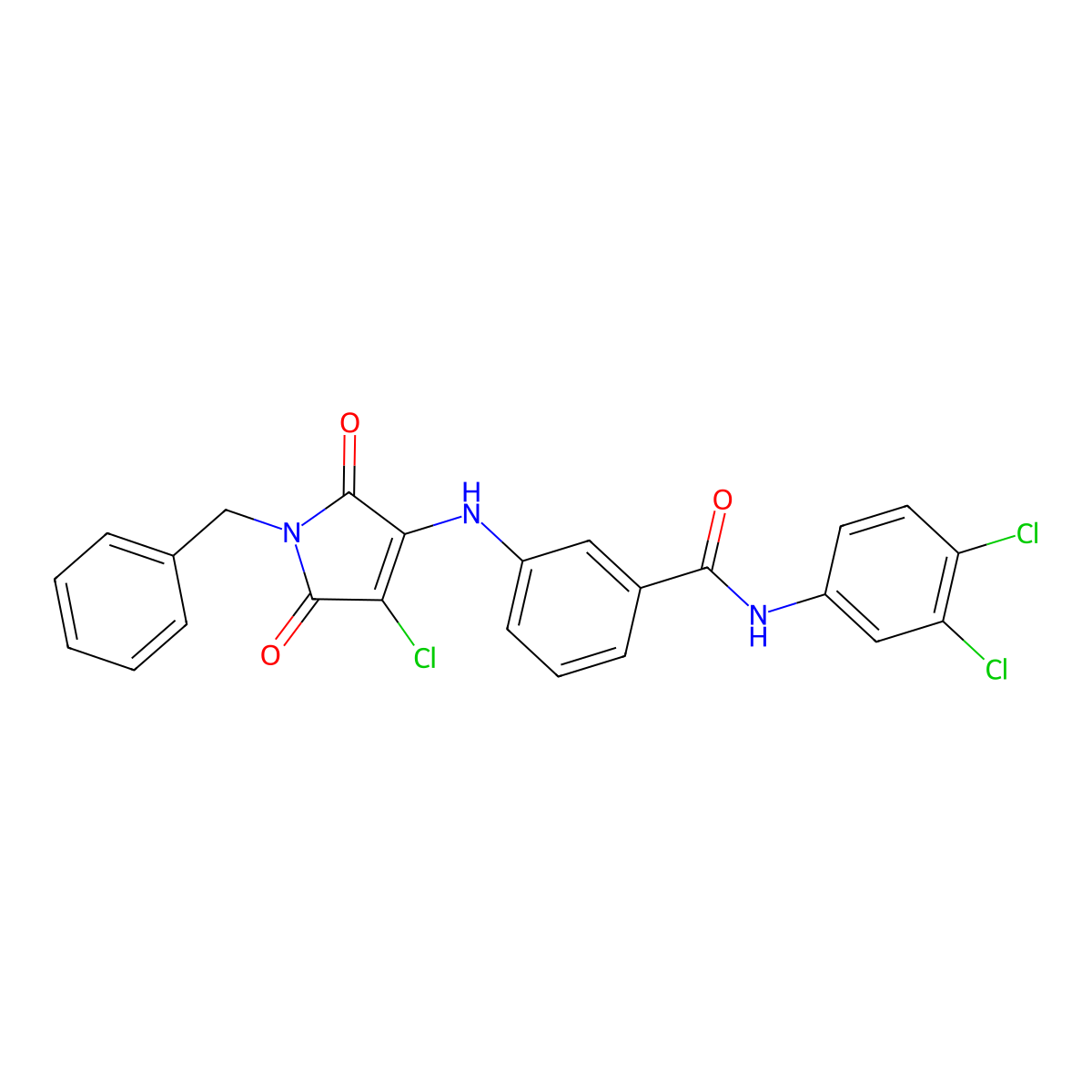 1-[3-(1-benzyl-4-chloro-2,5-dihydro-1H-3-pyrrolyla mino)phenylcarboxamido]-3,4-dichlorobenzene molecular structure, CAS 785845-06-9