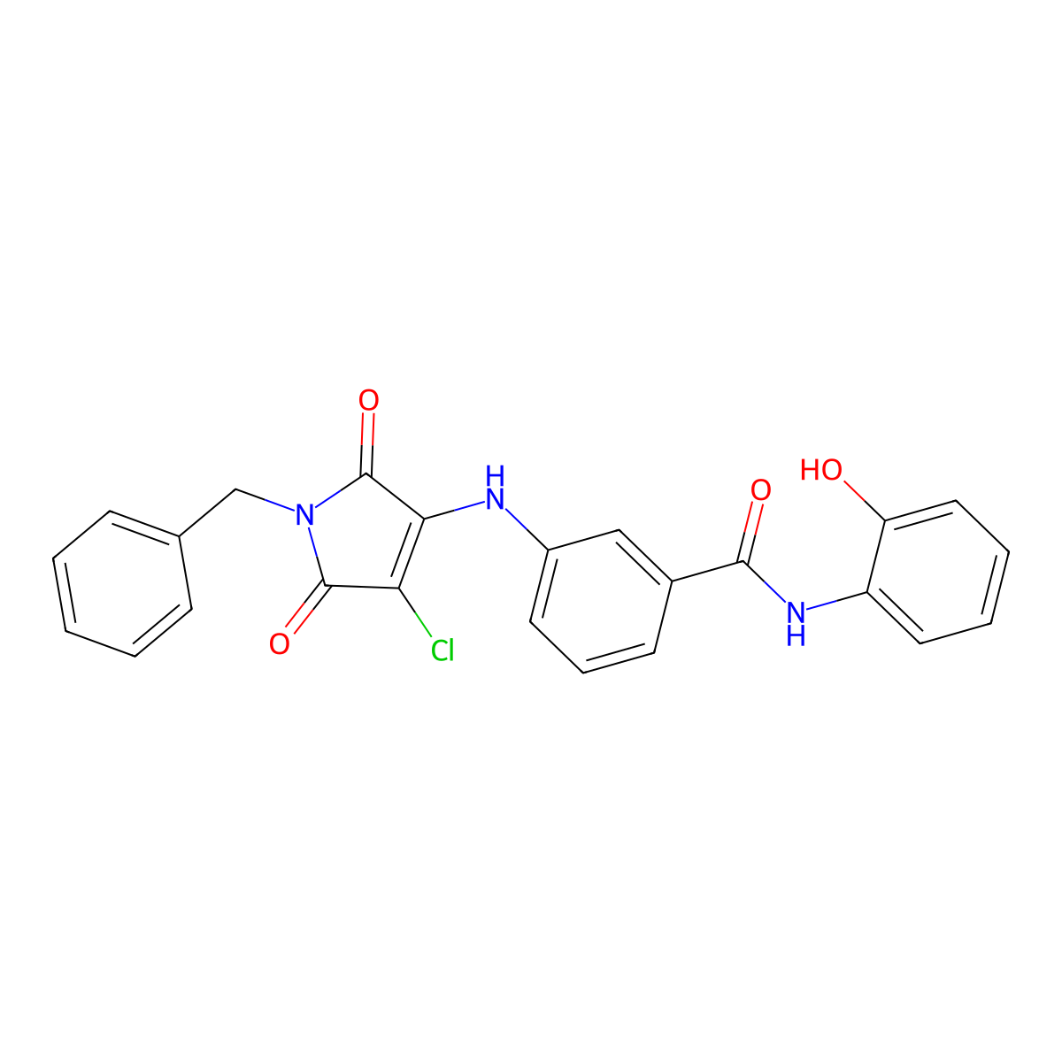 3-[(1-benzyl-4-chloro-2,5-dioxopyrrol-3-yl)amino]-N-(2-hydroxyphenyl)benzamide molecular structure, CAS 785845-42-3