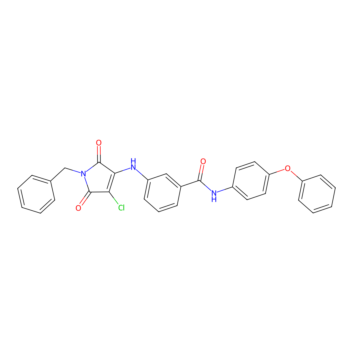 (3-{[4-chloro-2,5-dioxo-1-benzylazolin-3-yl]amino}phenyl)-N-(4-phenoxyphenyl)c arboxamide molecular structure, CAS 785845-44-5