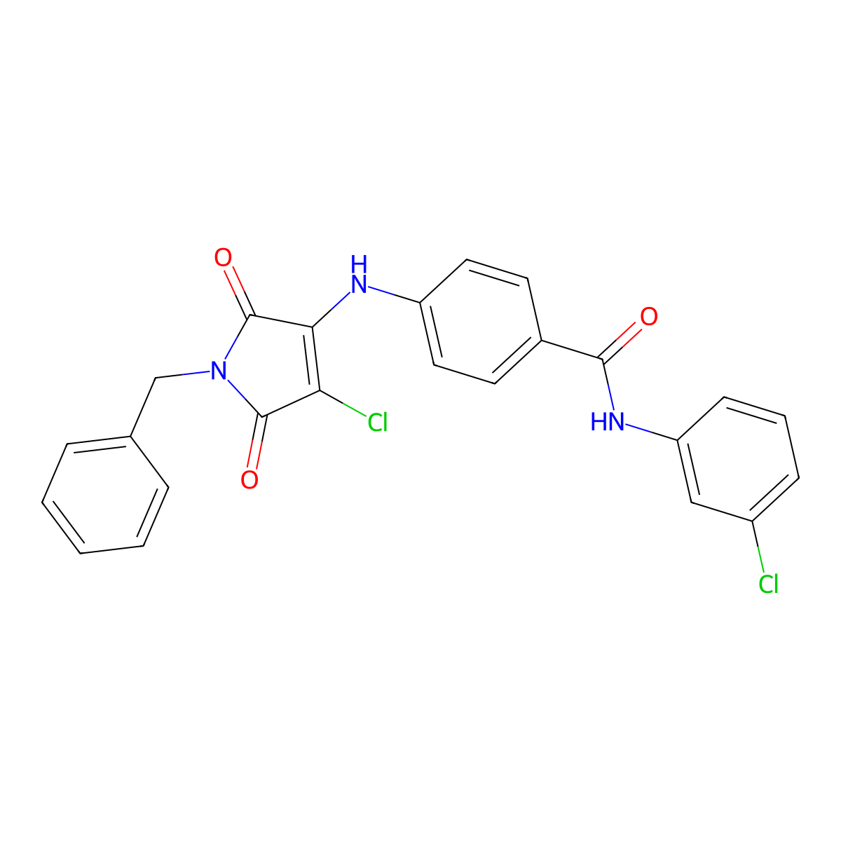 (4-{[4-chloro-2,5-dioxo-1-benzylazolin-3-yl]amino}phenyl)-N-(3-chlorophenyl)ca rboxamide molecular structure, CAS 785846-06-2