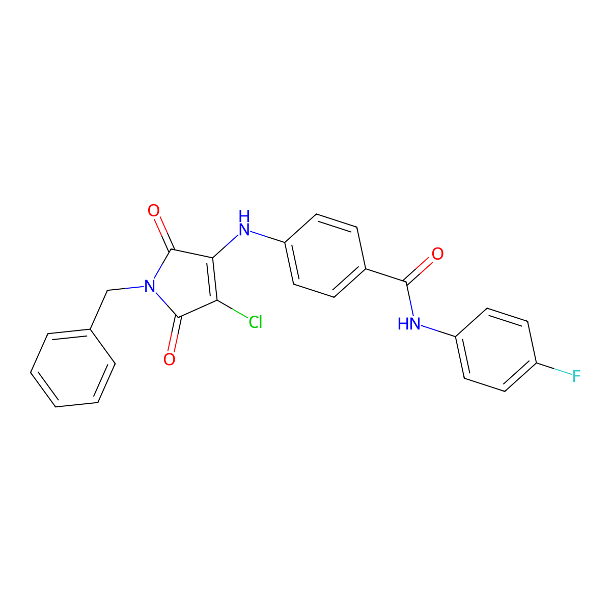 (4-{[4-chloro-2,5-dioxo-1-benzylazolin-3-yl]amino}phenyl)-N-(4-fluorophenyl)ca rboxamide molecular structure, CAS 785846-08-4