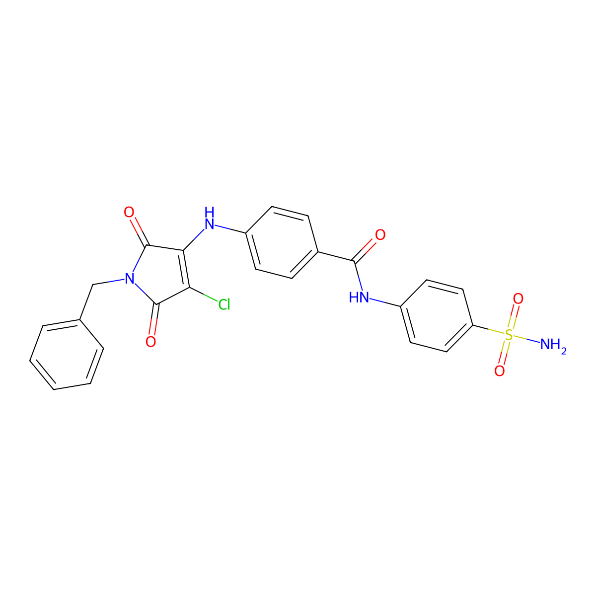 (4-{[4-chloro-2,5-dioxo-1-benzylazolin-3-yl]amino}phenyl)-N-(4-sulfamoylphenyl)carboxamide molecular structure, CAS 785846-39-1