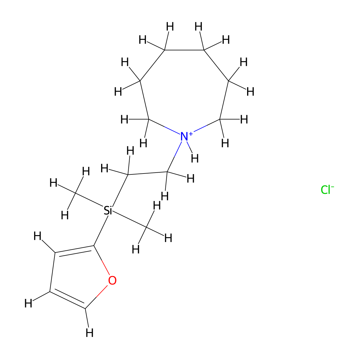 1H-Azepine, hexahydro-1-(2-(2-furyldimethylsilyl)ethyl)-, hydrochloride molecular structure, CAS 78598-99-9