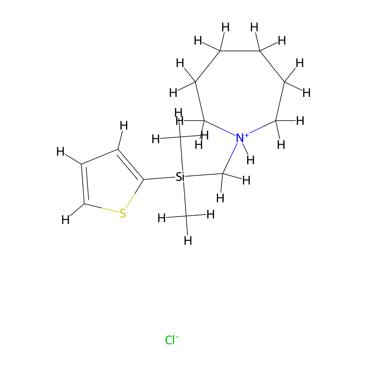 1H-Azepine, hexahydro-1-((2-thienyldimethylsilyl)methyl)-, hydrochloride molecular structure, CAS 78599-01-6