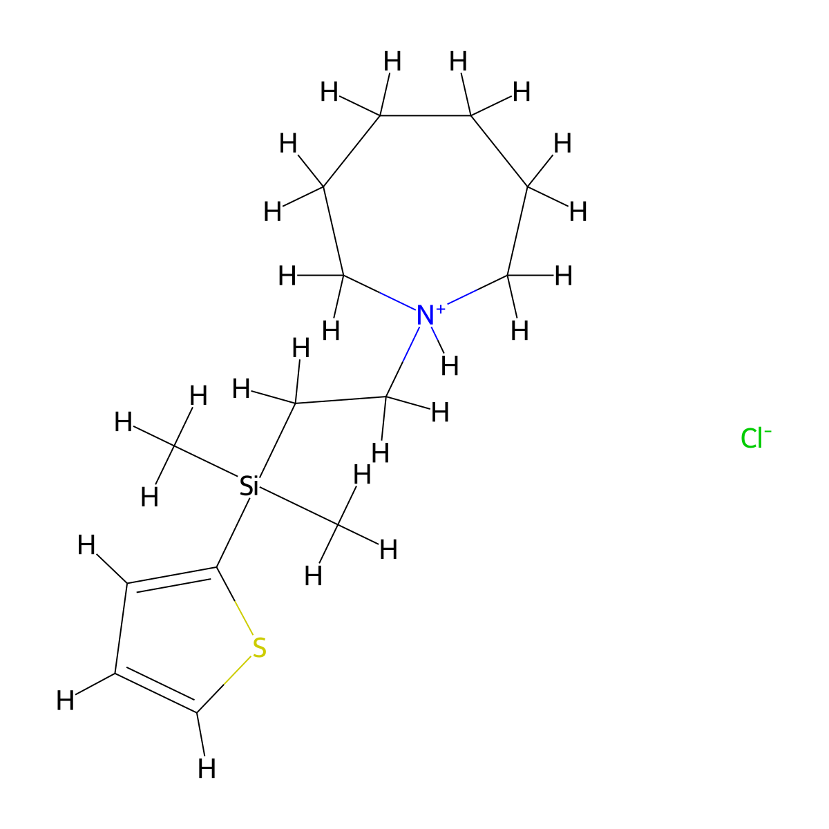 1H-Azepine, hexahydro-1-(2-(2-thienyldimethylsilyl)ethyl)-, hydrochloride molecular structure, CAS 78599-02-7