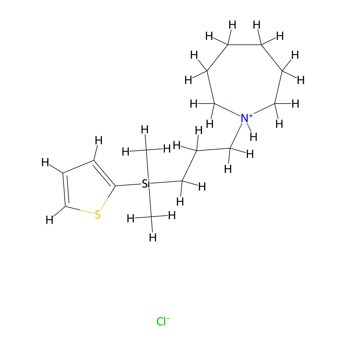 1H-Azepine, hexahydro-1-(3-(dimethyl(2-thienyl)silyl)propyl)-, hydrochloride molecular structure, CAS 78599-03-8