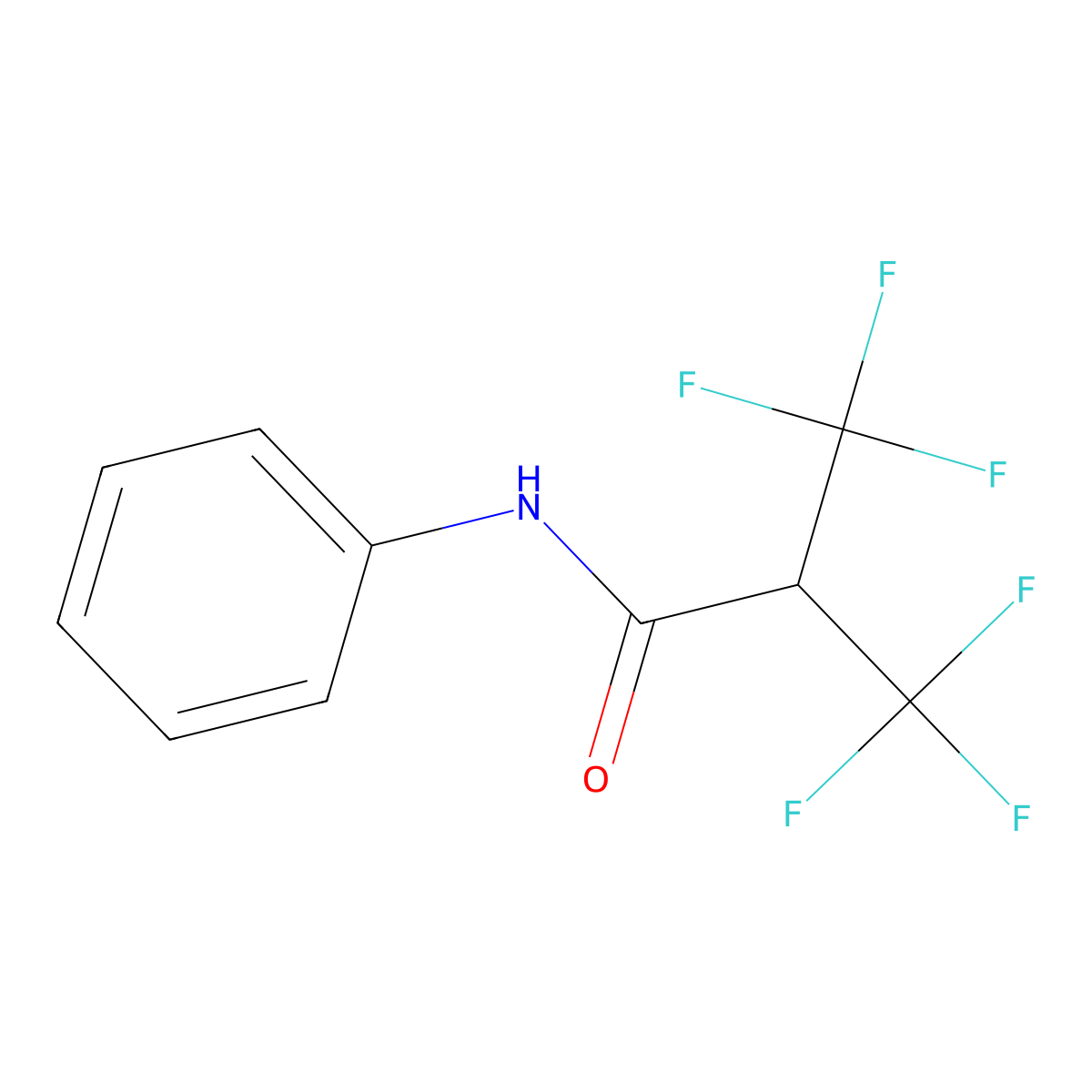 3,3,3-trifluoro-N-phenyl-2-(trifluoromethyl)propanamide molecular structure, CAS 786-39-0