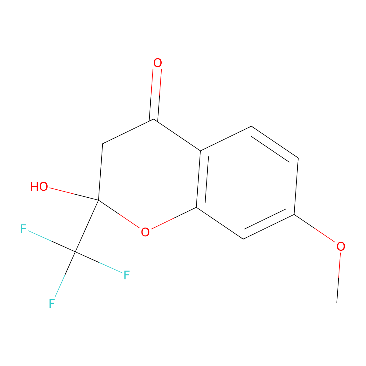 2-hydroxy-7-methoxy-2-(trifluoromethyl)-3H-chromen-4-one molecular structure, CAS 78605-63-7