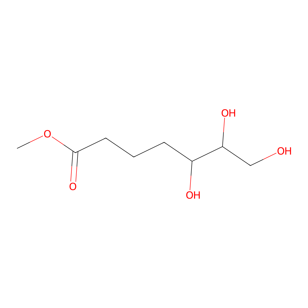 (5S,6R)-Methyl 5,6,7-trihydroxyheptanoate molecular structure, CAS 78606-80-1