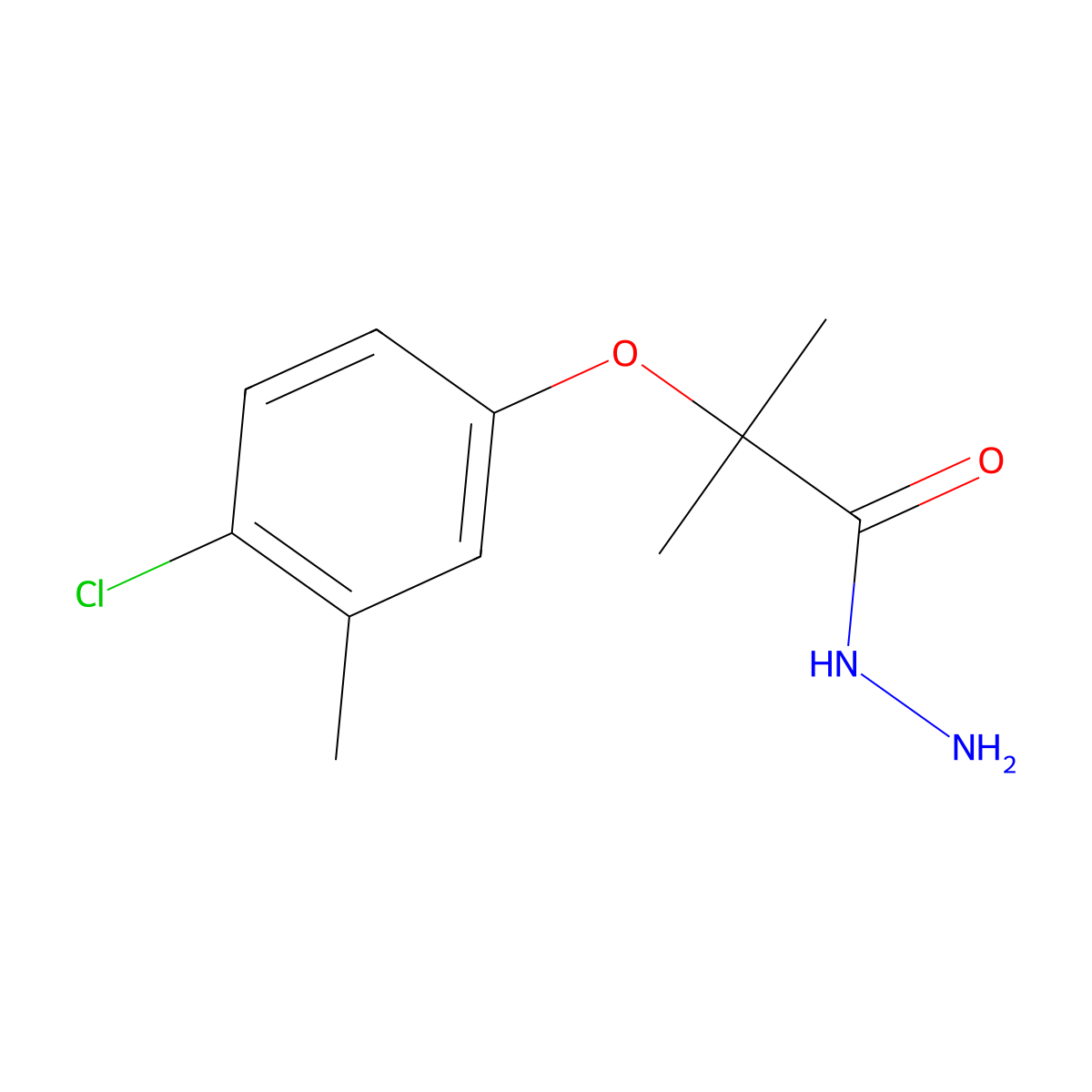 Propanoic acid, 2-(4-chloro-3-methylphenoxy)-2-methyl-, hydrazide molecular structure, CAS 78613-32-8