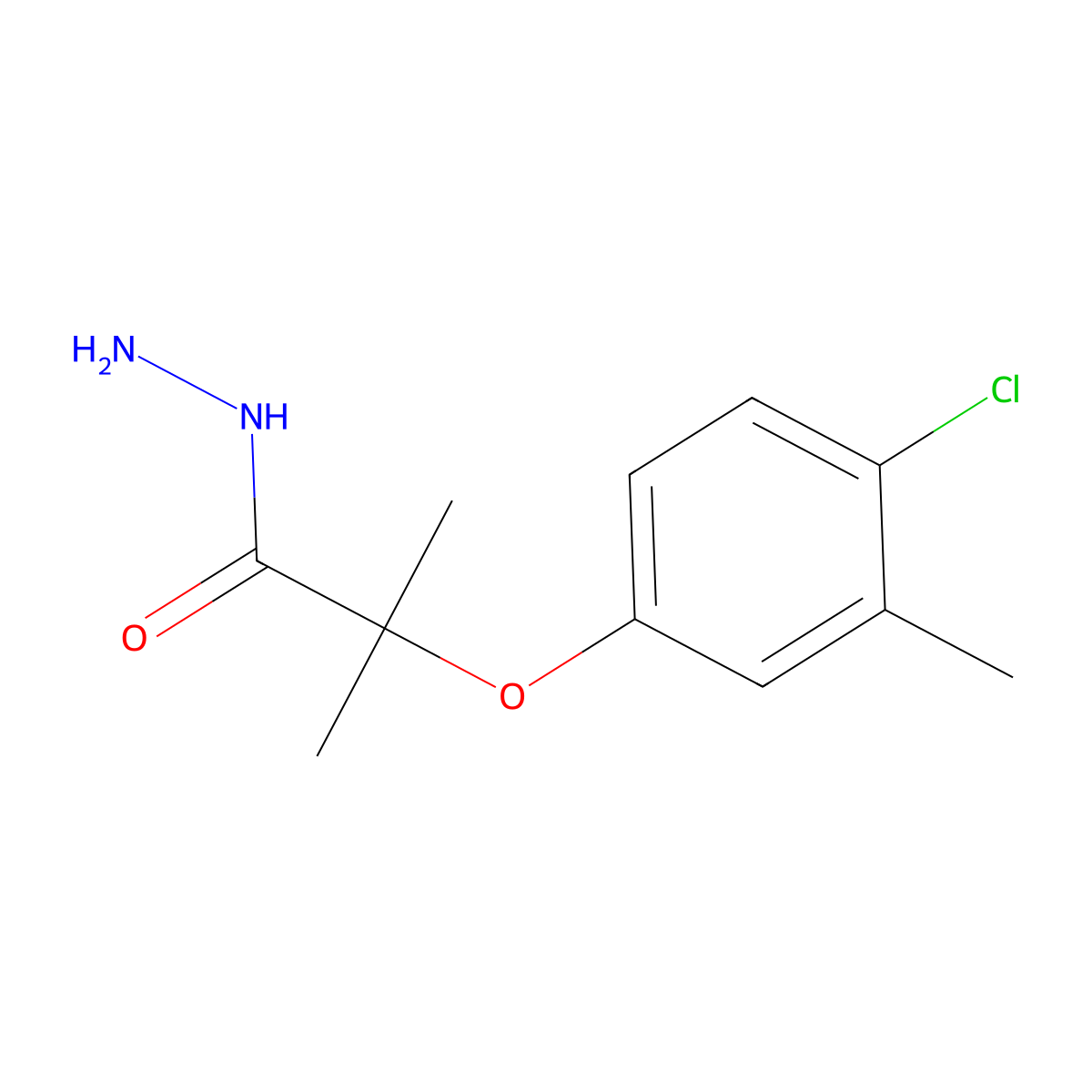 Propanoic acid, 2-(4-chloro-3-methylphenoxy)-2-methyl-, hydrazide molecular structure, CAS 78613-32-8