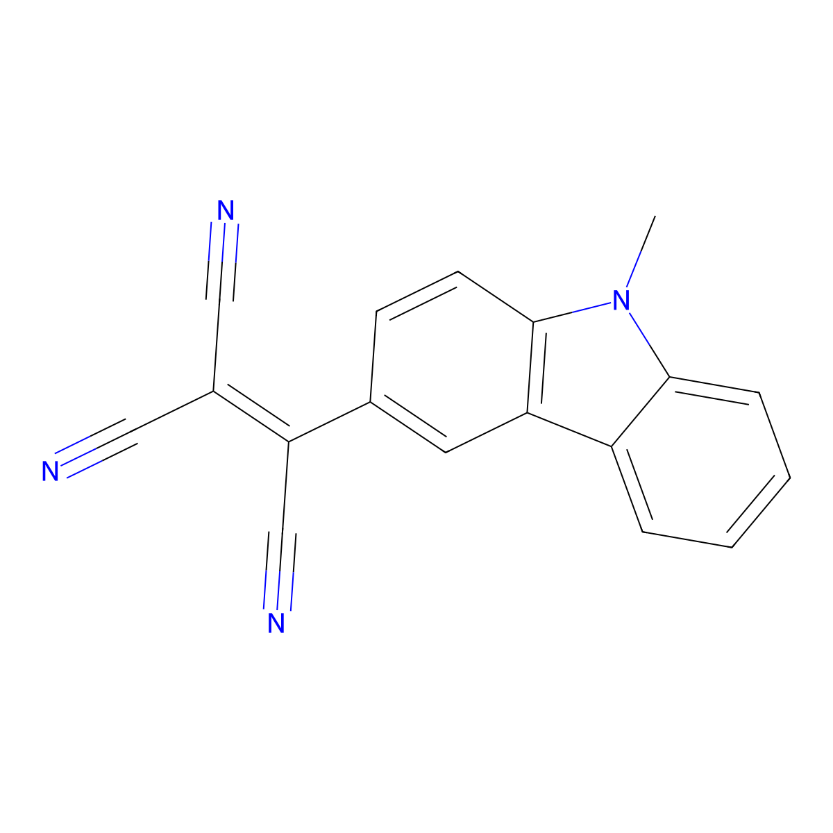 2-(9-Methyl-9H-carbazol-3-yl)-1,1,2-ethenetricarbonitrile molecular structure, CAS 78619-88-2