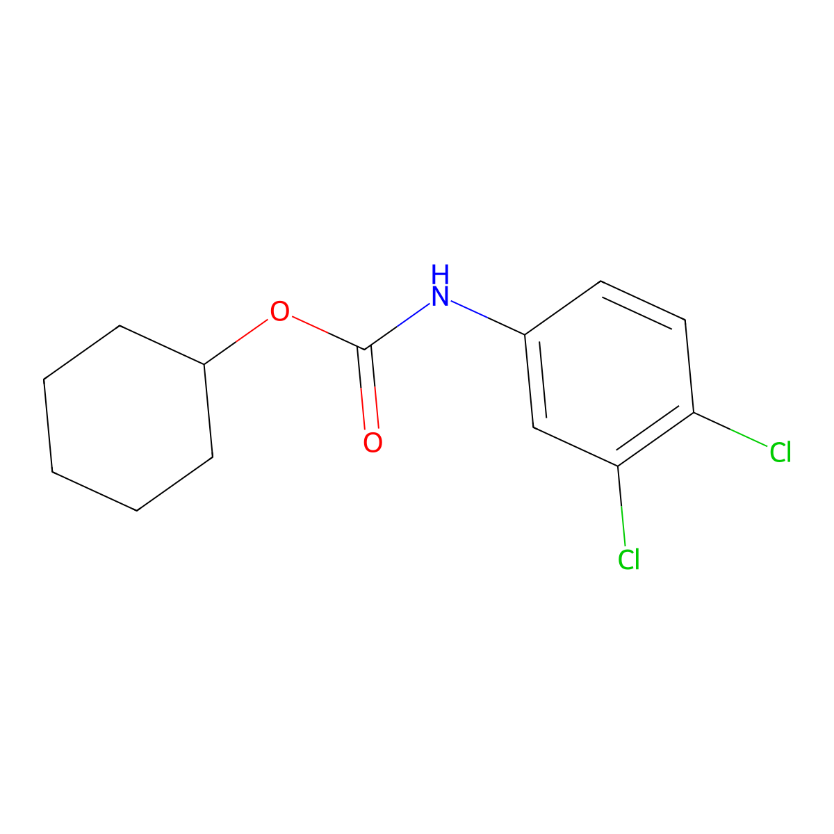 Cyclohexyl N-(3,4-dichlorophenyl)carbamate molecular structure, CAS 78632-31-2