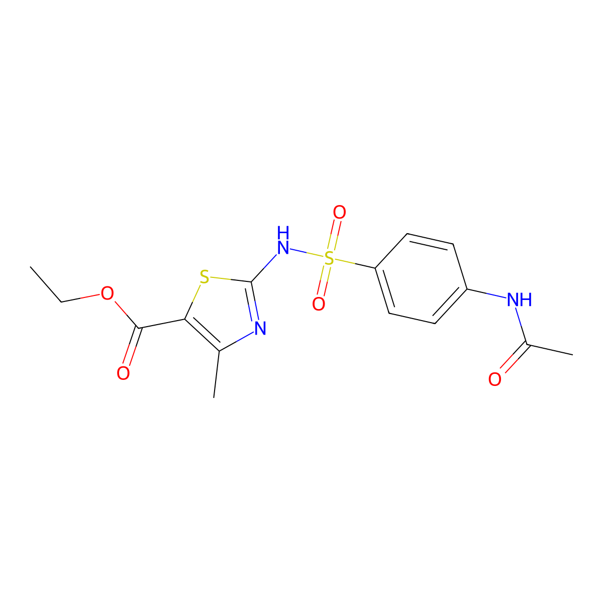 2-(4-Acetylamino-benzenesulfonylamino)-4-methyl-thiazole-5-carboxylic acid ethyl ester molecular structure, CAS 78633-83-7