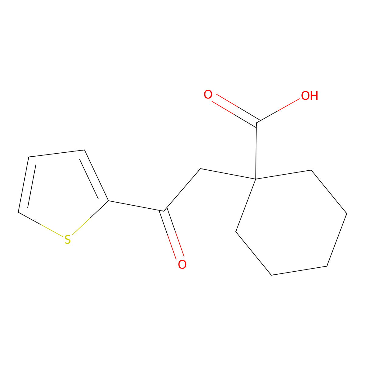 1-(2-Oxo-2-thien-2-ylethyl)cyclohexanecarboxylic acid molecular structure, CAS 78645-42-8