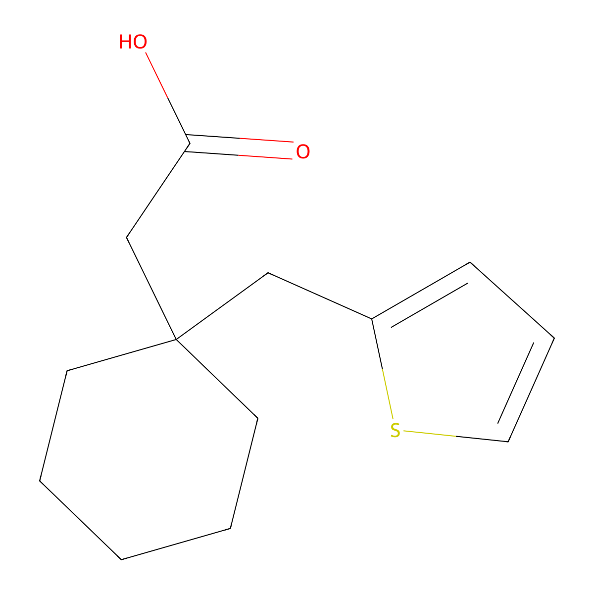 2-(1-(Thiophen-2-ylmethyl)cyclohexyl)acetic acid molecular structure, CAS 78645-45-1