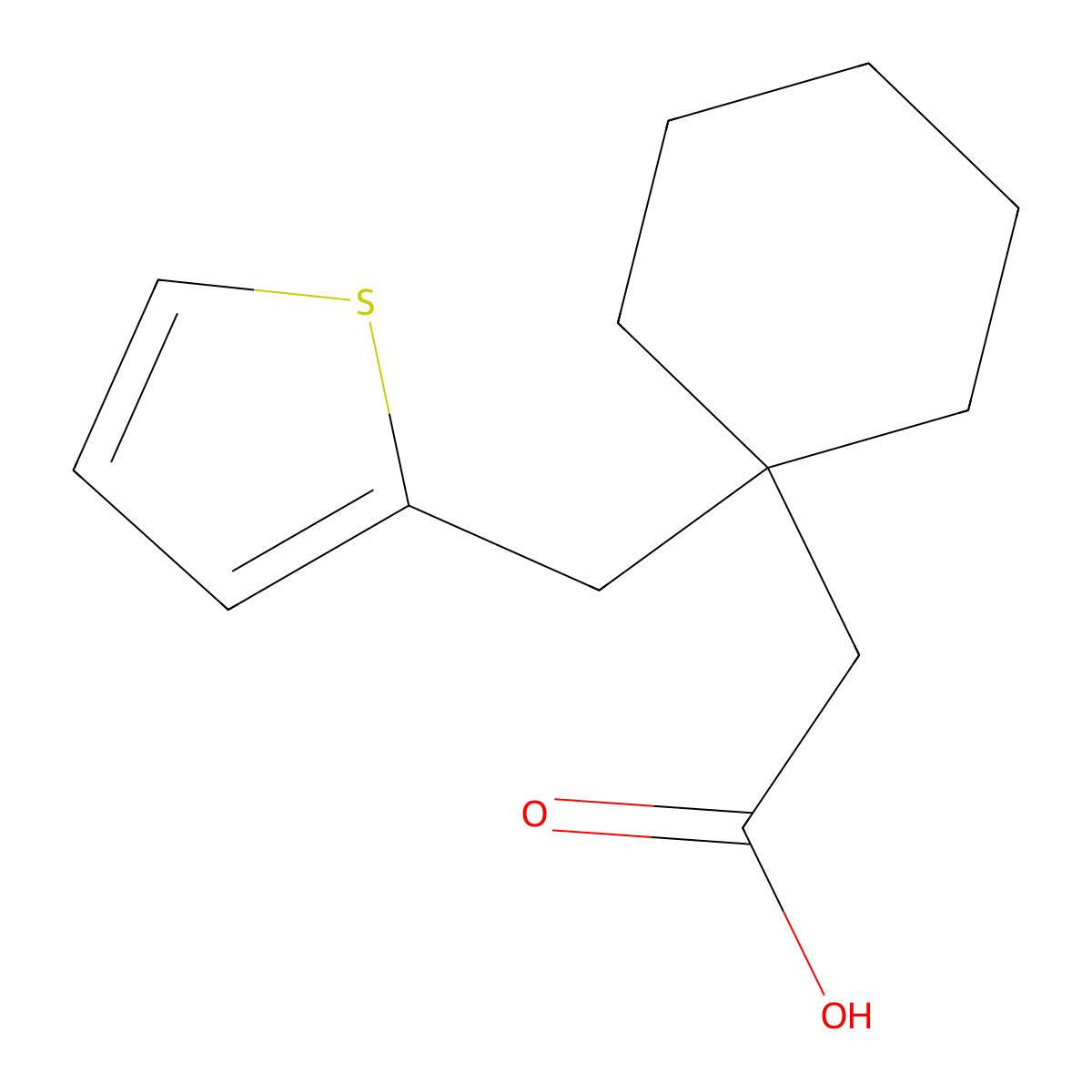 2-(1-(Thiophen-2-ylmethyl)cyclohexyl)acetic acid molecular structure, CAS 78645-45-1