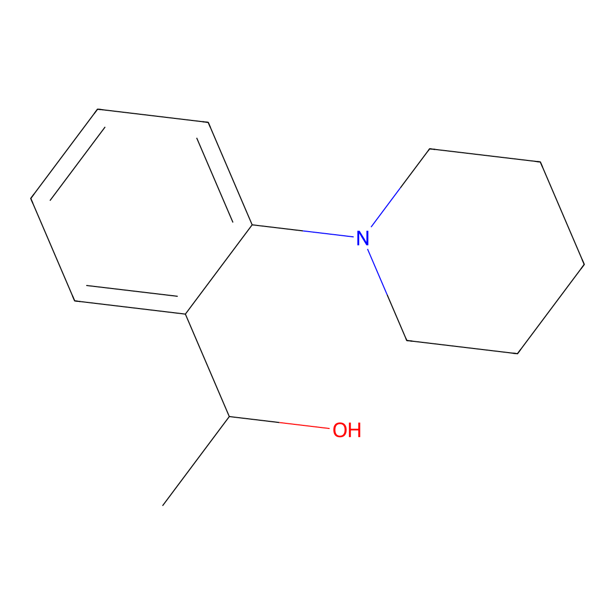 1-[2-(1-Piperidyl)phenyl]ethanol molecular structure, CAS 78648-37-0