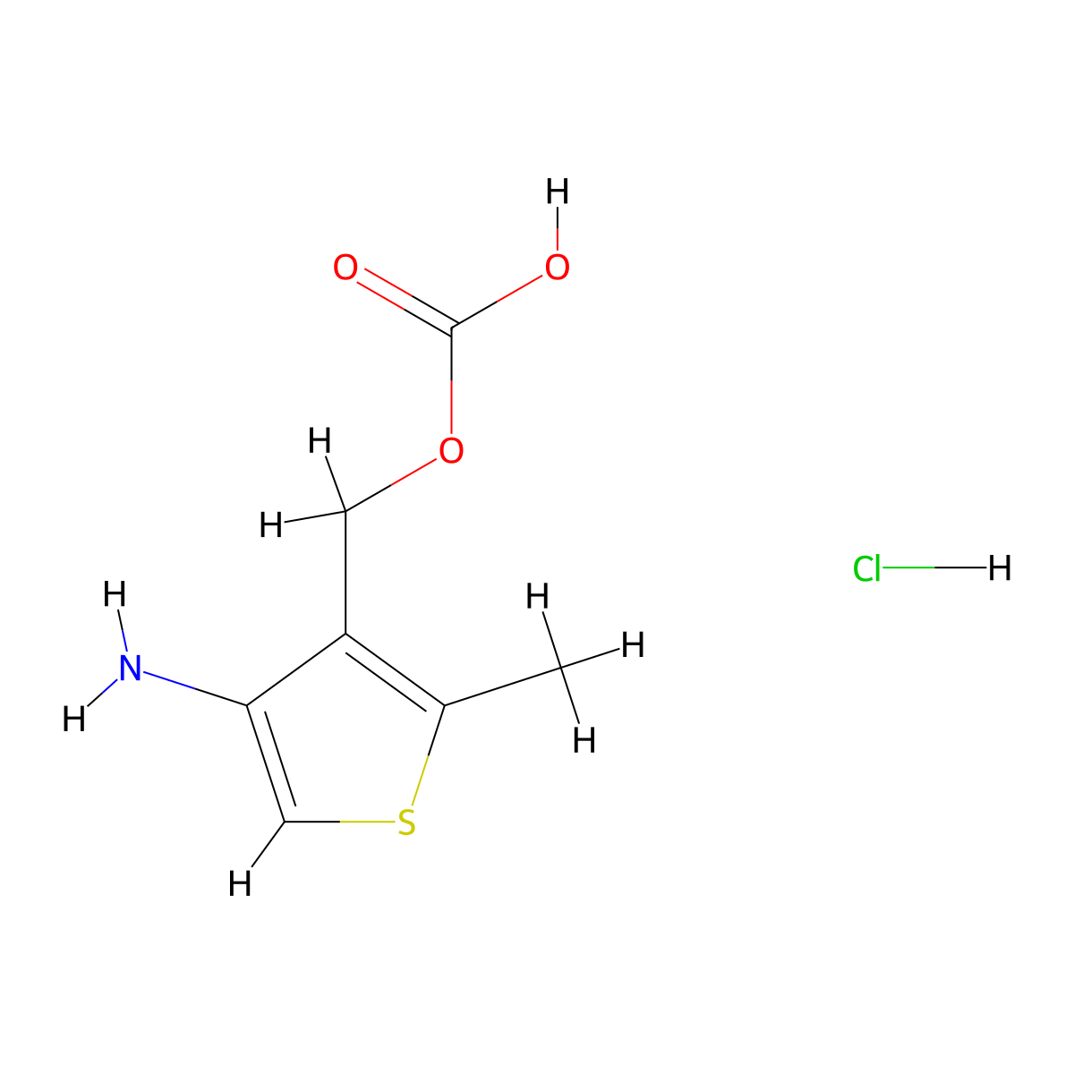 (4-Amino-2-methylthiophen-3-yl)methyl hydrogen carbonate hydrochloride molecular structure, CAS 78648-43-8