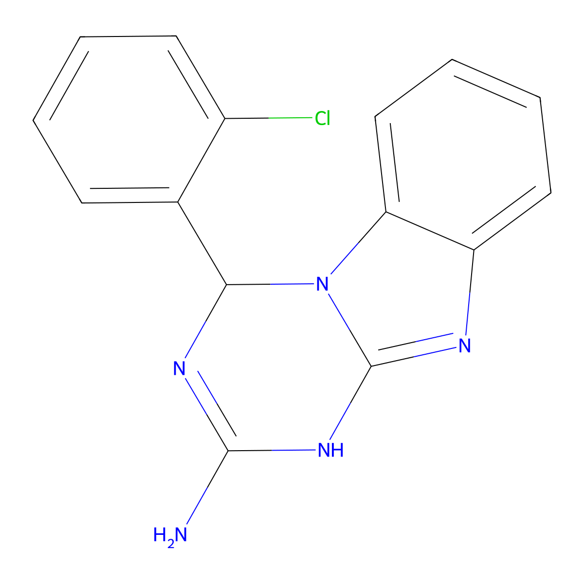 4-(2-Chlorophenyl)-1,4-dihydro[1,3,5]triazino[1,2-a]benzimidazol-2-amine molecular structure, CAS 78650-07-4
