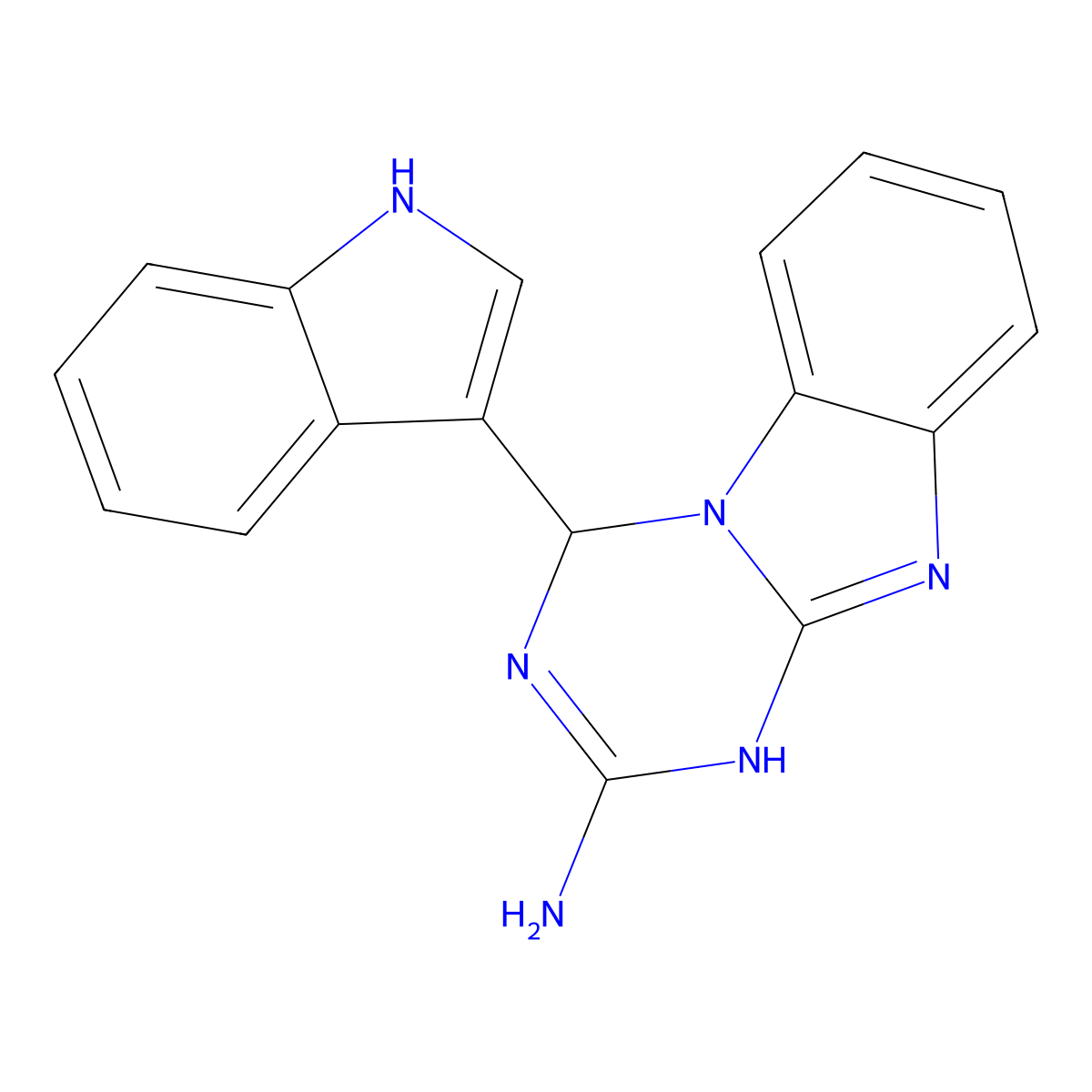 1,4-Dihydro-4-(1H-indol-3-yl)-1,3,5-triazino[1,2-a]benzimidazol-2-amine molecular structure, CAS 78650-10-9