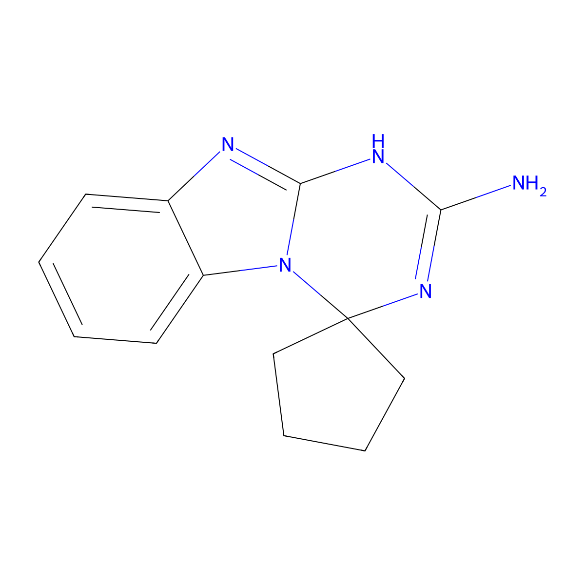 1'H-spiro[cyclopentane-1,4'-[1,3,5]triazino[1,2-a]benzimidazol]-2'-amine molecular structure, CAS 78650-13-2