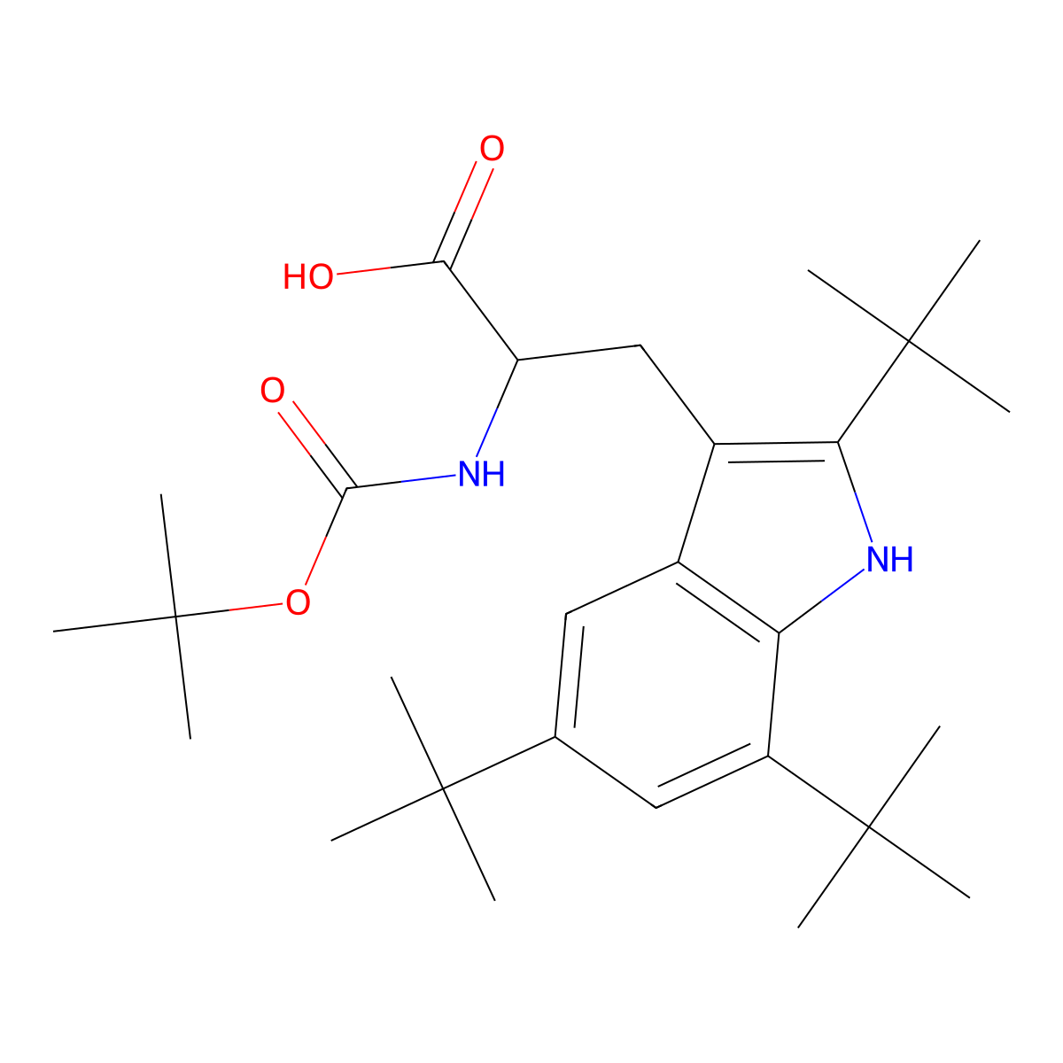 (S)-2-((tert-Butoxycarbonyl)amino)-3-(2,5,7-tri-tert-butyl-1H-indol-3-yl)propanoic acid molecular structure, CAS 78654-82-7