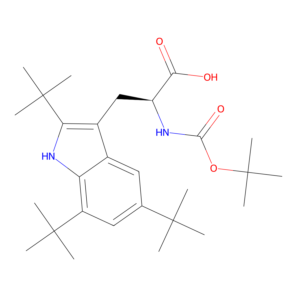 (S)-2-((tert-Butoxycarbonyl)amino)-3-(2,5,7-tri-tert-butyl-1H-indol-3-yl)propanoic acid molecular structure, CAS 78654-82-7