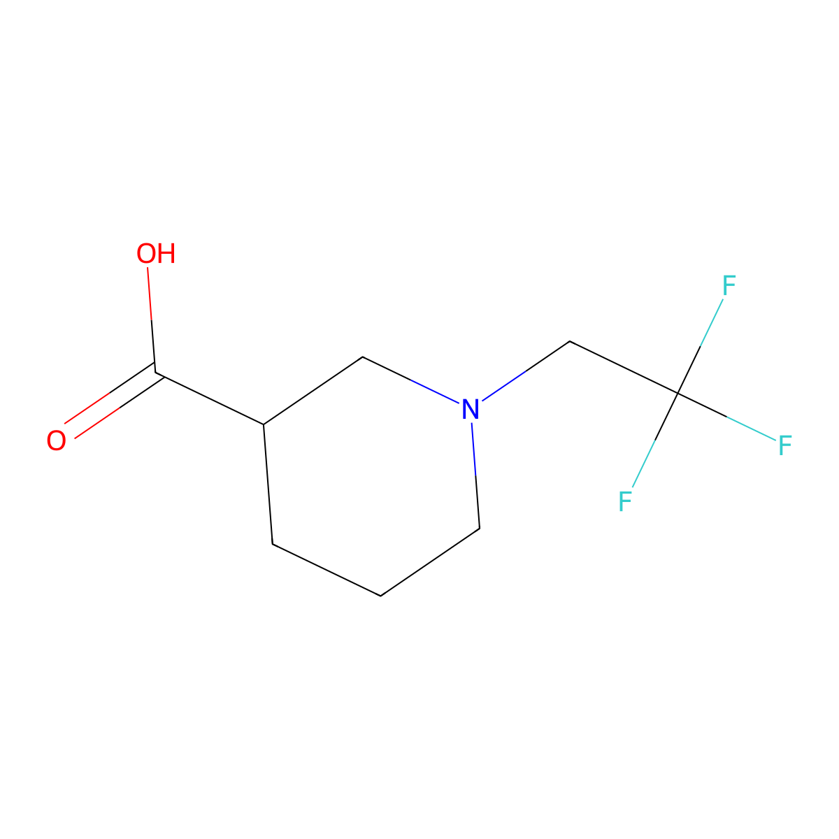 1-(2,2,2-Trifluoroethyl)piperidine-3-carboxylic acid molecular structure, CAS 786582-21-6