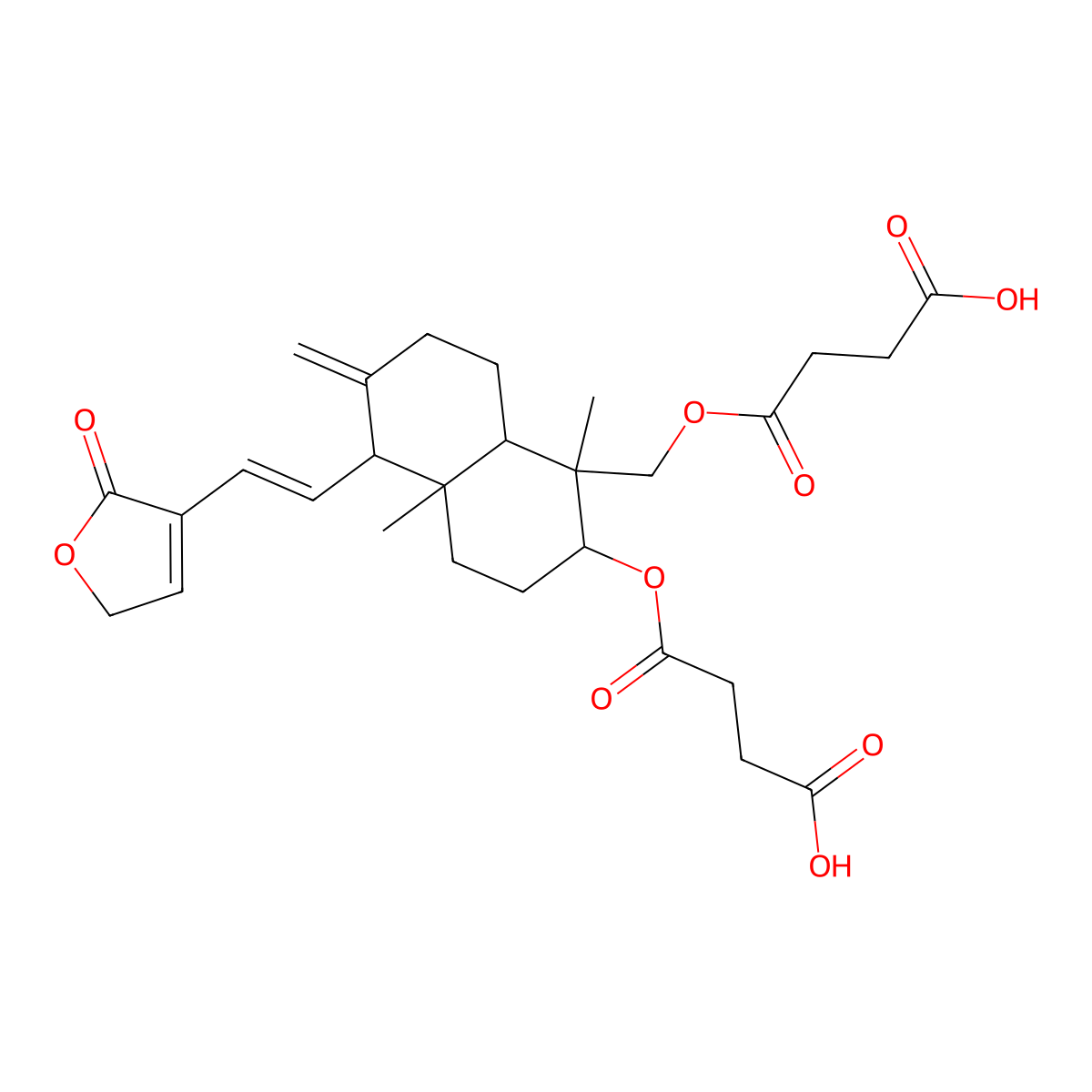 Dehydroandrographolide succinate molecular structure, CAS 786593-06-4