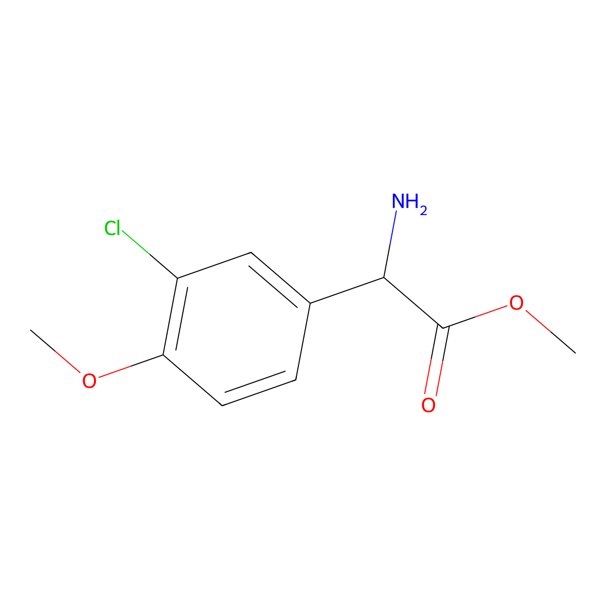 Methyl 2-amino-2-(3-chloro-4-methoxyphenyl)acetate molecular structure, CAS 786632-66-4