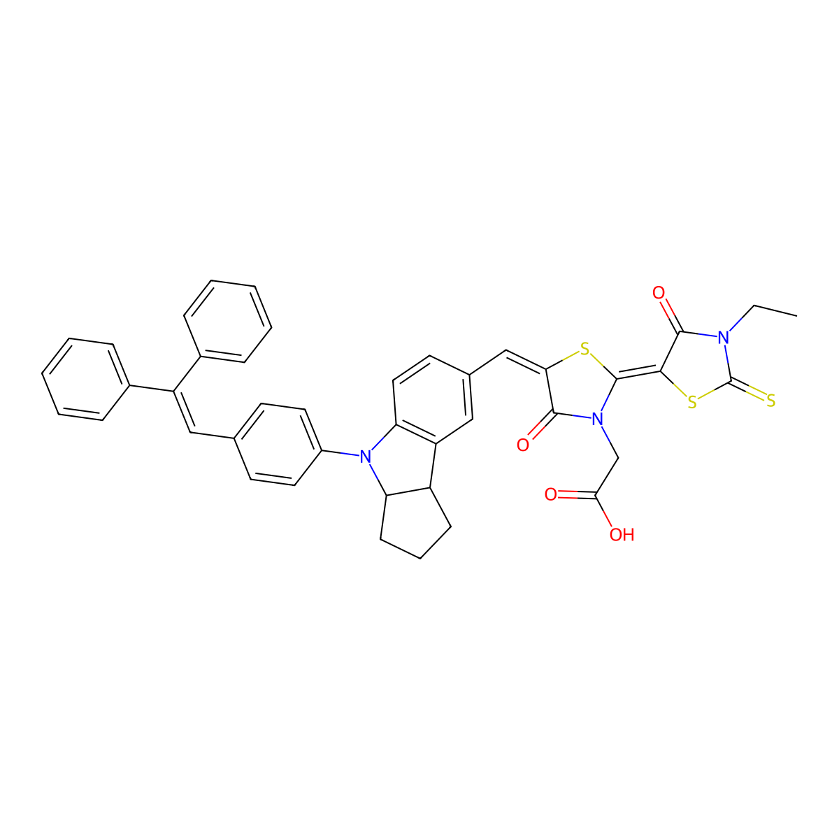 2-[(2Z,5Z)-5-[[4-[4-(2,2-diphenylethenyl)phenyl]-2,3,3a,8b-tetrahydro-1H-cyclopenta[b]indol-7-yl]methylidene]-2-(3-ethyl-4-oxo-2-sulfanylidene-1,3-thiazolidin-5-ylidene)-4-oxo-1,3-thiazolidin-3-yl]acetic acid molecular structure, CAS 786643-20-7