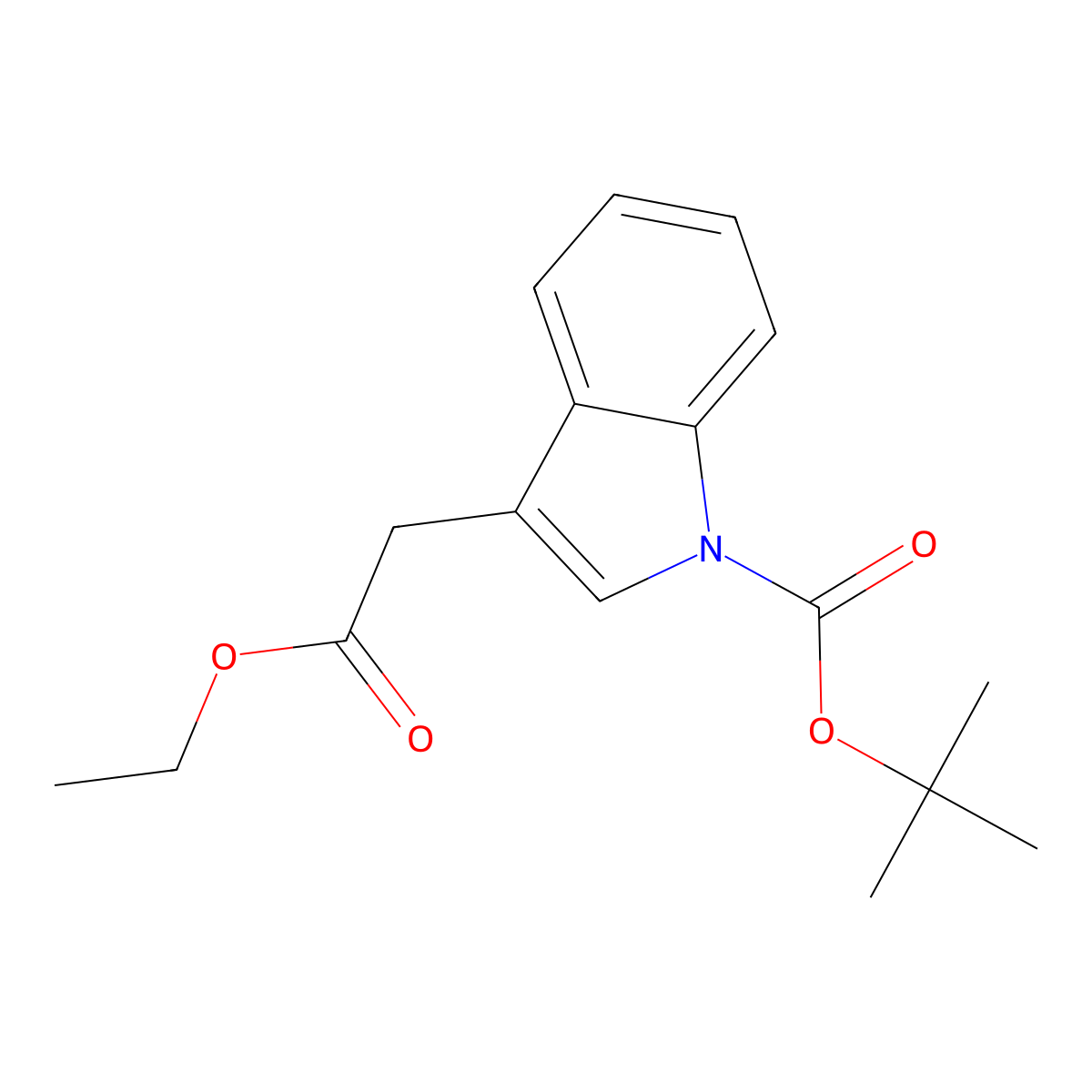 tert-butyl 3-(2-ethoxy-2-oxoethyl)-1H-indole-1-carboxylate molecular structure, CAS 786647-50-5
