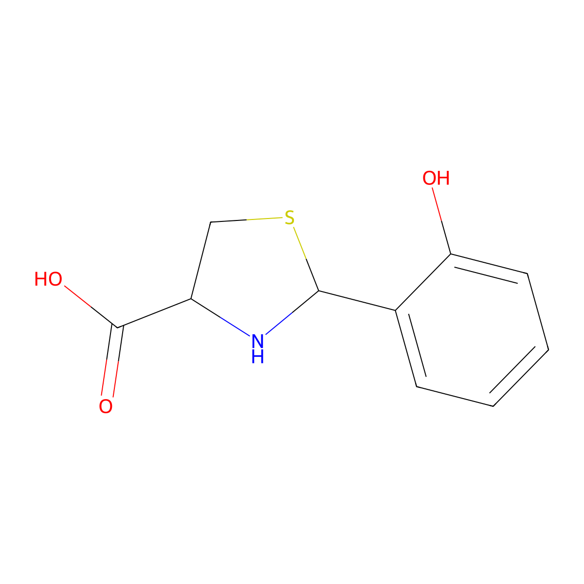 (4S)-2-(2-hydroxyphenyl)-1,3-thiazolidine-4-carboxylic acid molecular structure, CAS 786657-87-2
