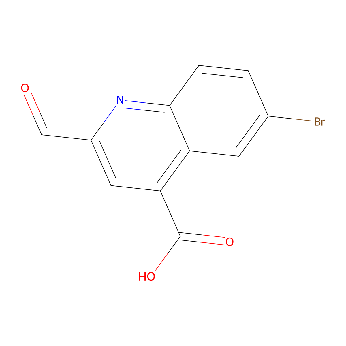 6-Bromo-2-formylquinoline-4-carboxylic acid molecular structure, CAS 786659-20-9