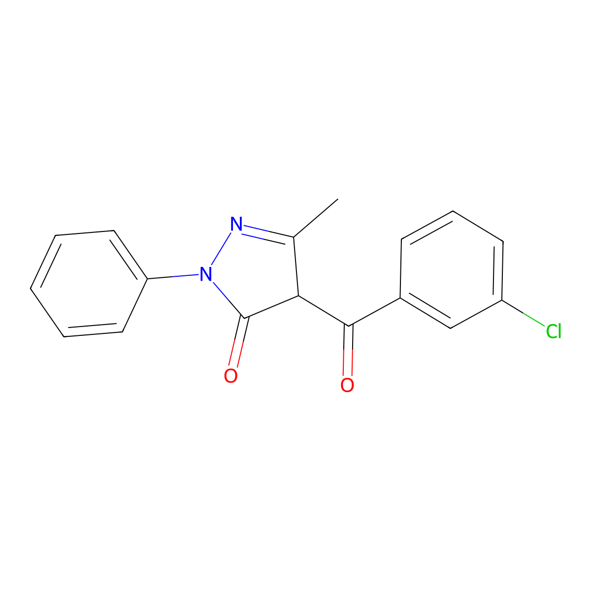 4-(3-chlorobenzoyl)-3-methyl-1-phenyl-1H-pyrazol-5(4H)-one molecular structure, CAS 78666-11-2
