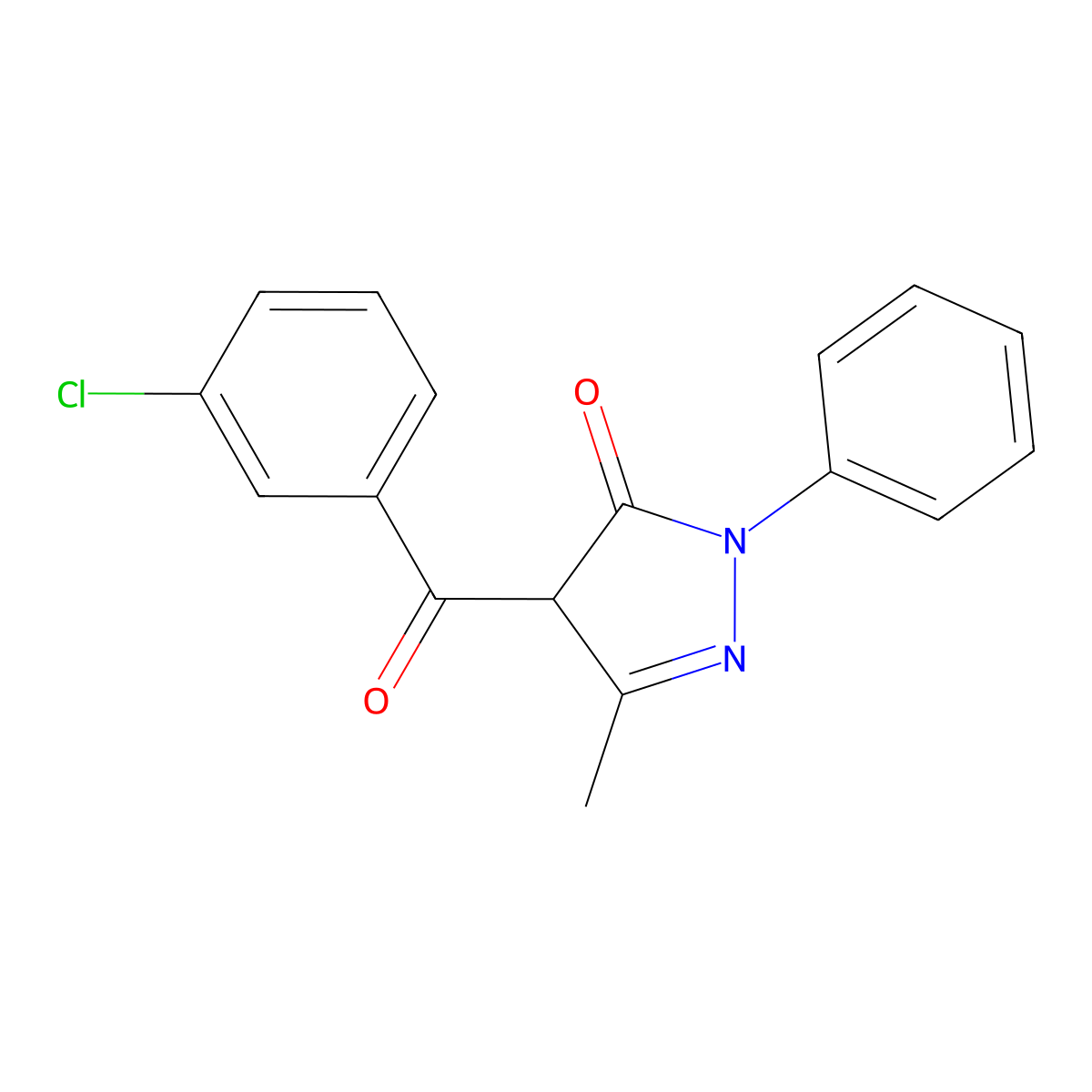 4-(3-chlorobenzoyl)-3-methyl-1-phenyl-1H-pyrazol-5(4H)-one molecular structure, CAS 78666-11-2