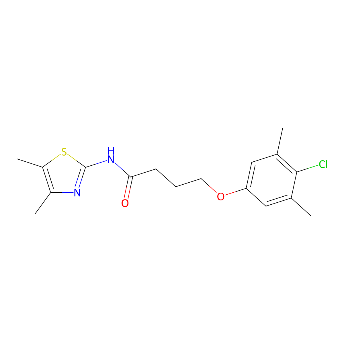 4-(4-chloro-3,5-dimethylphenoxy)-N-(4,5-dimethyl-1,3-thiazol-2-yl)butanamide molecular structure, CAS 786661-14-1