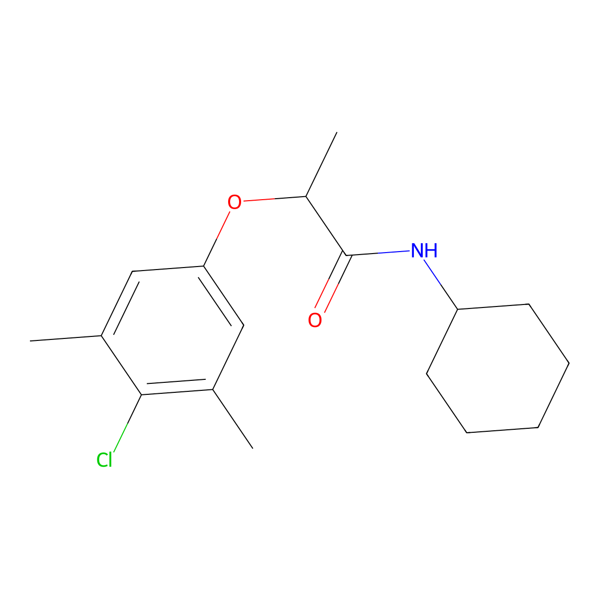 2-(4-chloro-3,5-dimethylphenoxy)-N-cyclohexylpropanamide molecular structure, CAS 786661-34-5
