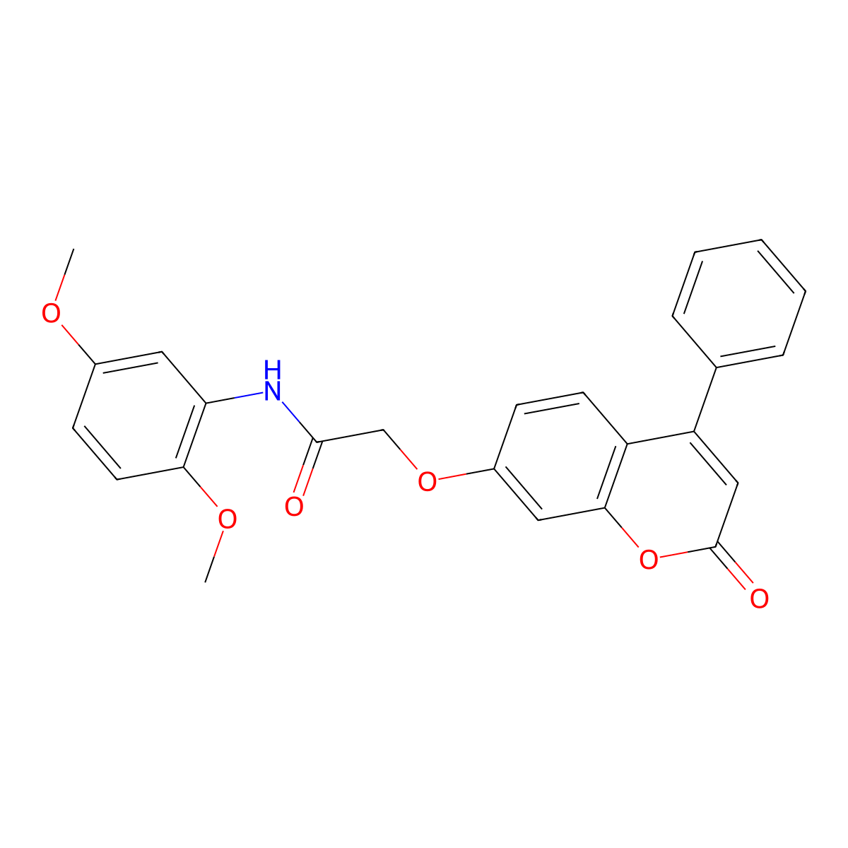 N-(2,5-dimethoxyphenyl)-2-(2-oxo-4-phenylchromen-7-yl)oxyacetamide molecular structure, CAS 786662-77-9