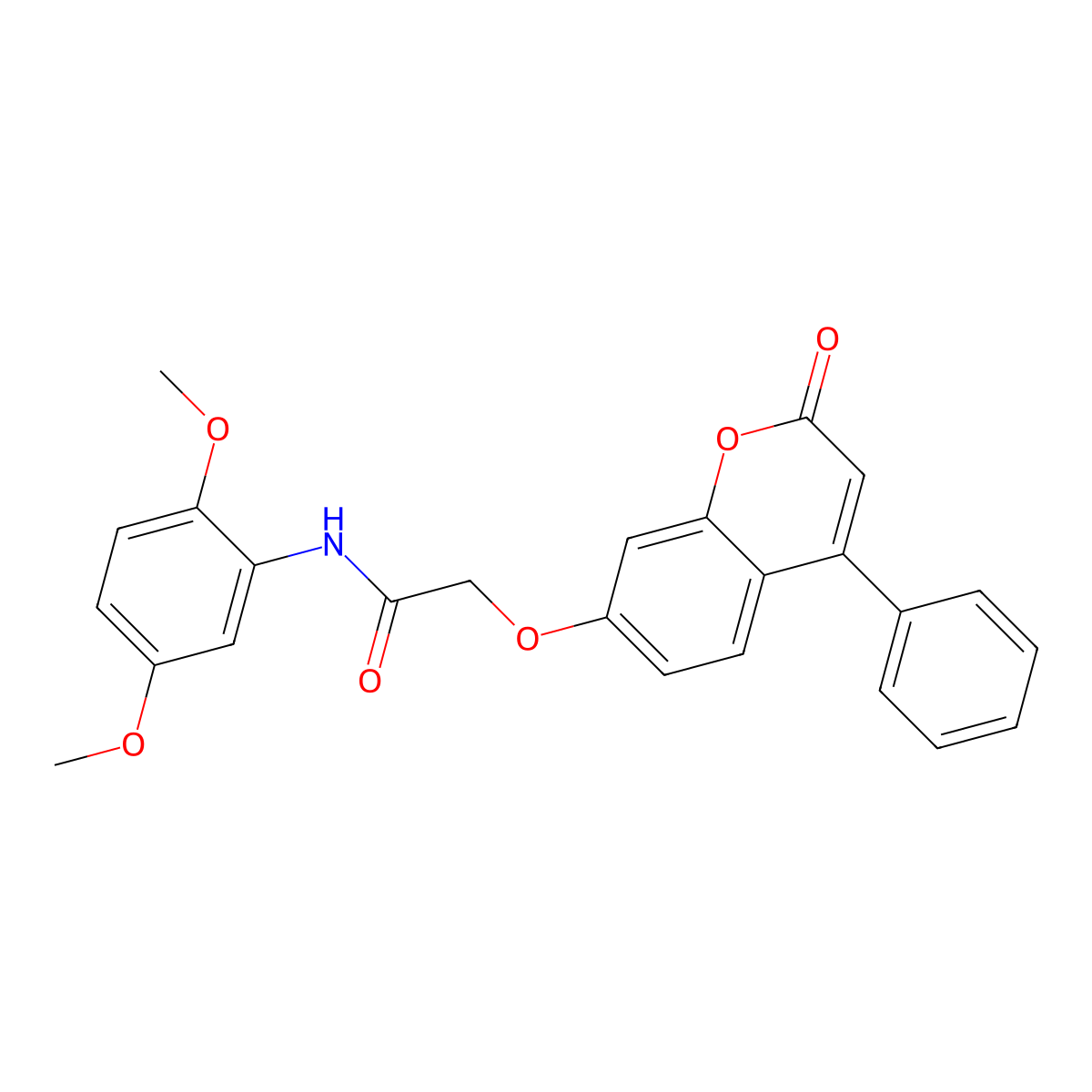 N-(2,5-dimethoxyphenyl)-2-(2-oxo-4-phenylchromen-7-yl)oxyacetamide molecular structure, CAS 786662-77-9