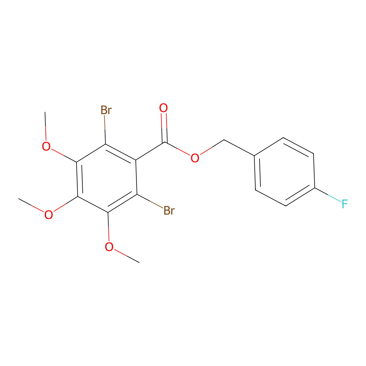 4-Fluorobenzyl 2,6-dibromo-3,4,5-trimethoxybenzoate molecular structure, CAS 786663-93-2