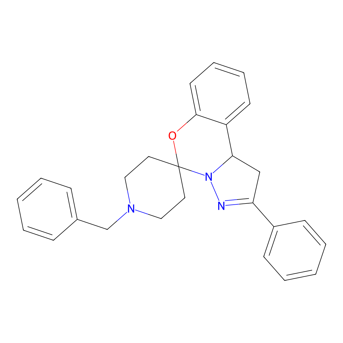 1-Benzyl-2'-phenyl-1',10b'-dihydrospiro[piperidine-4,5'-pyrazolo[1,5-c][1,3]benzoxazine] molecular structure, CAS 786674-14-4