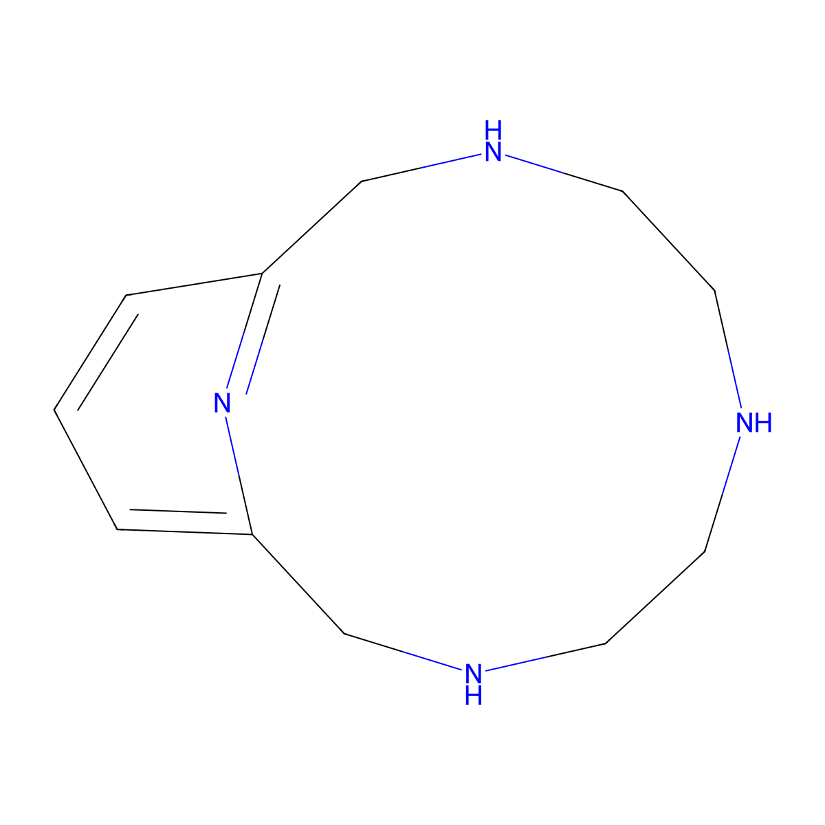 3,6,9,15-Tetraazabicyclo(9.3.1)pentadeca-1(15),11,13-triene molecular structure, CAS 78668-34-5