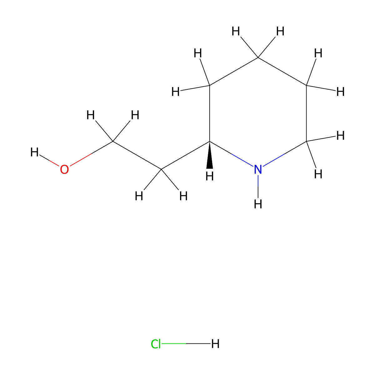 (S)-2-Piperidineethanol hydrochloride molecular structure, CAS 786684-21-7