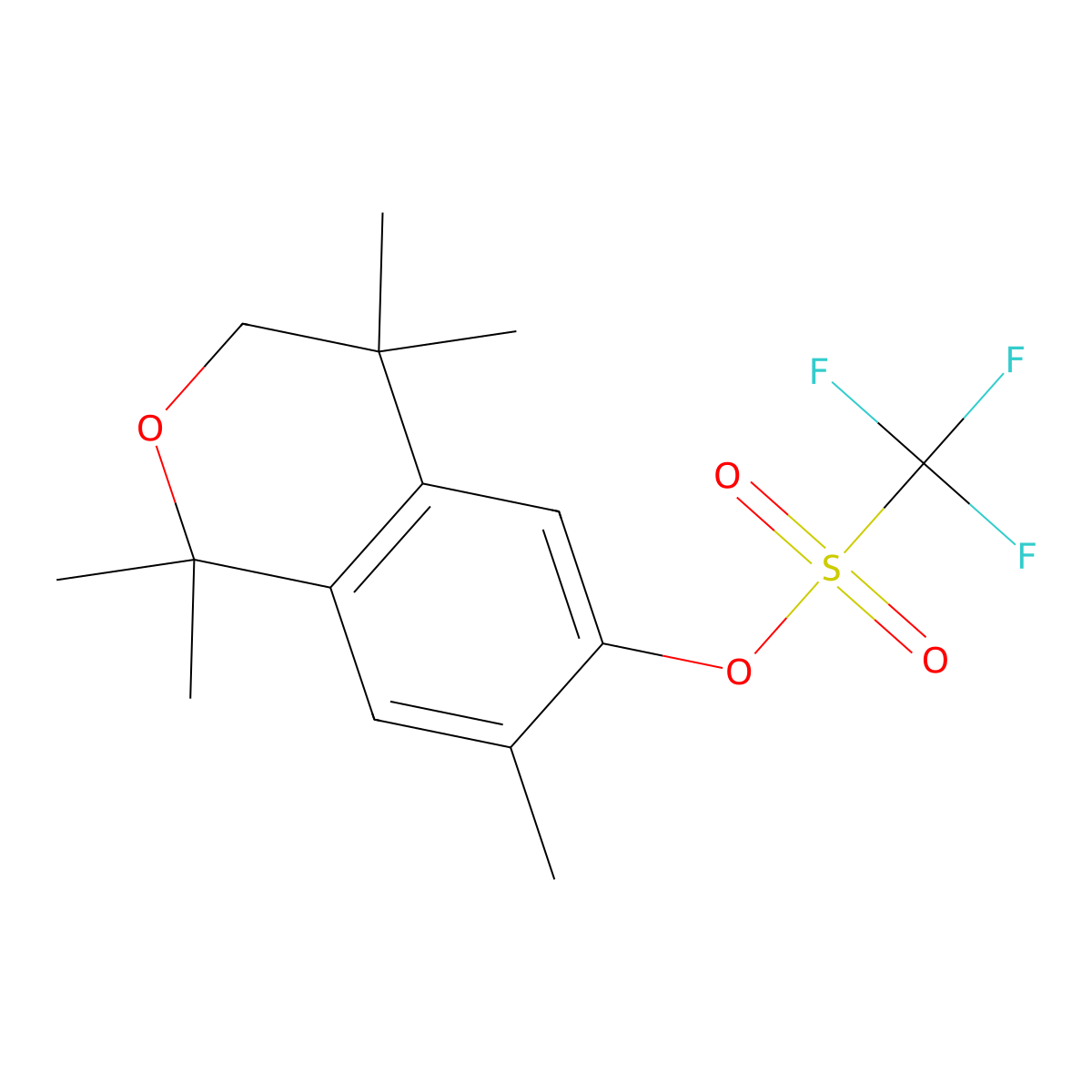 Trifluoro-methanesulfonic acid 1,1,4,4,7-pentamethyl-isochroman-6-yl ester molecular structure, CAS 786690-11-7